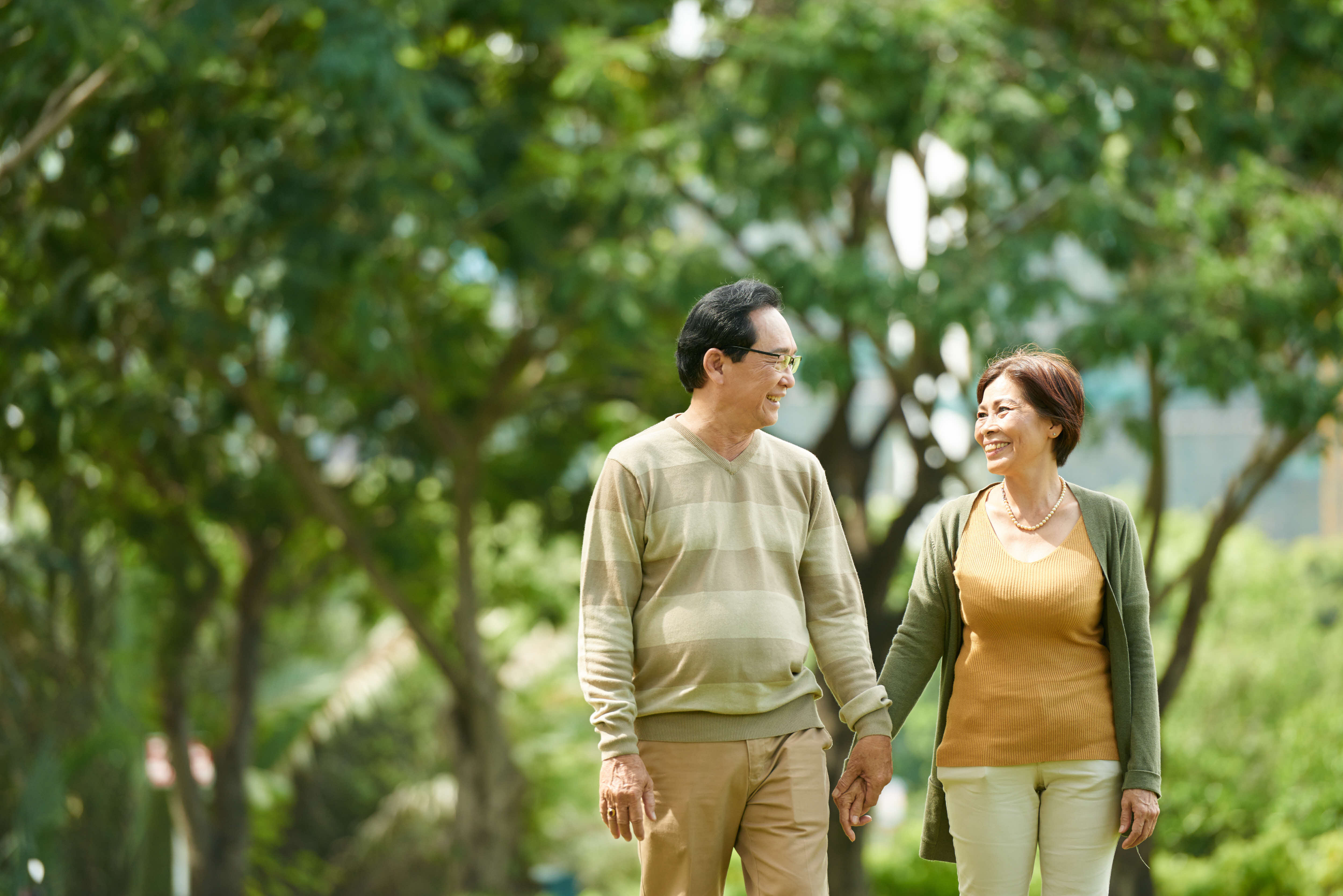 Elderly couple enjoying date outdoors