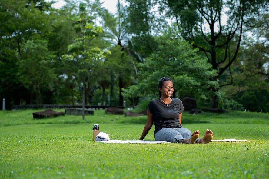 Lady relaxing in the park