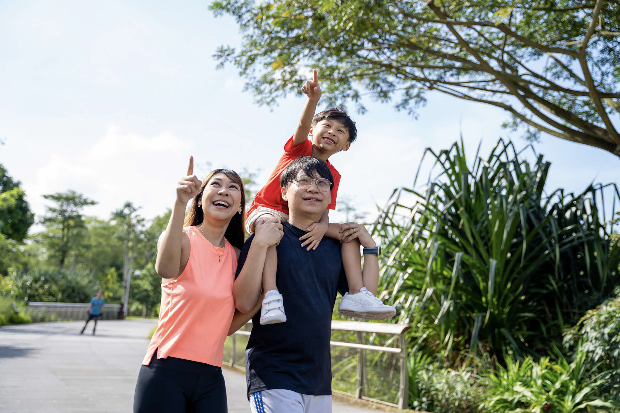 Happy young family in the park 