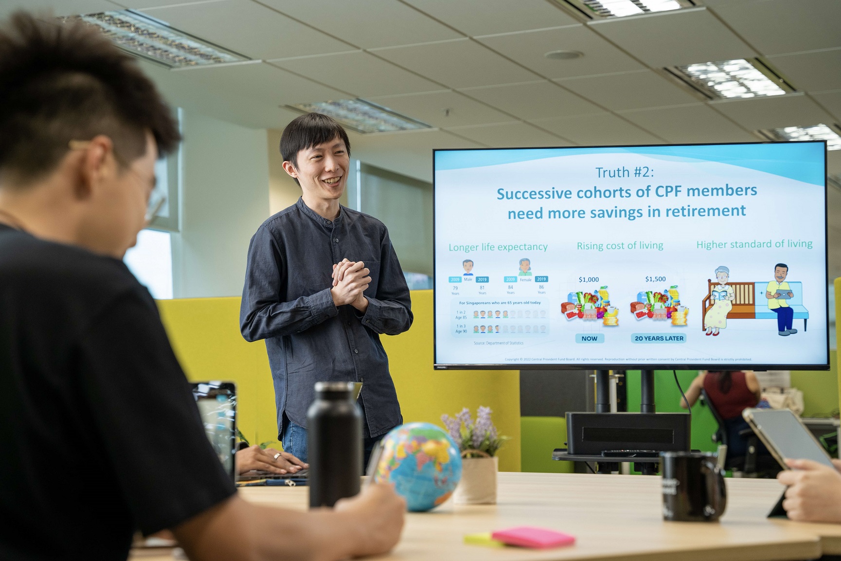 young man giving a presentation 