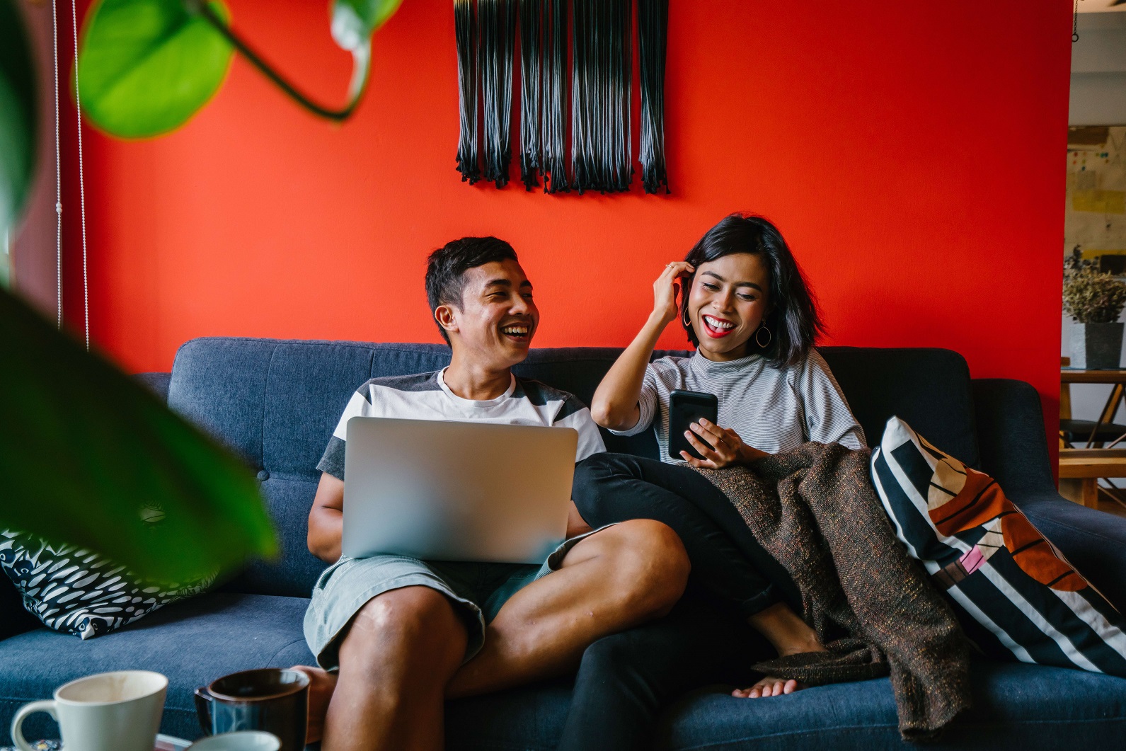 young couple planning at home