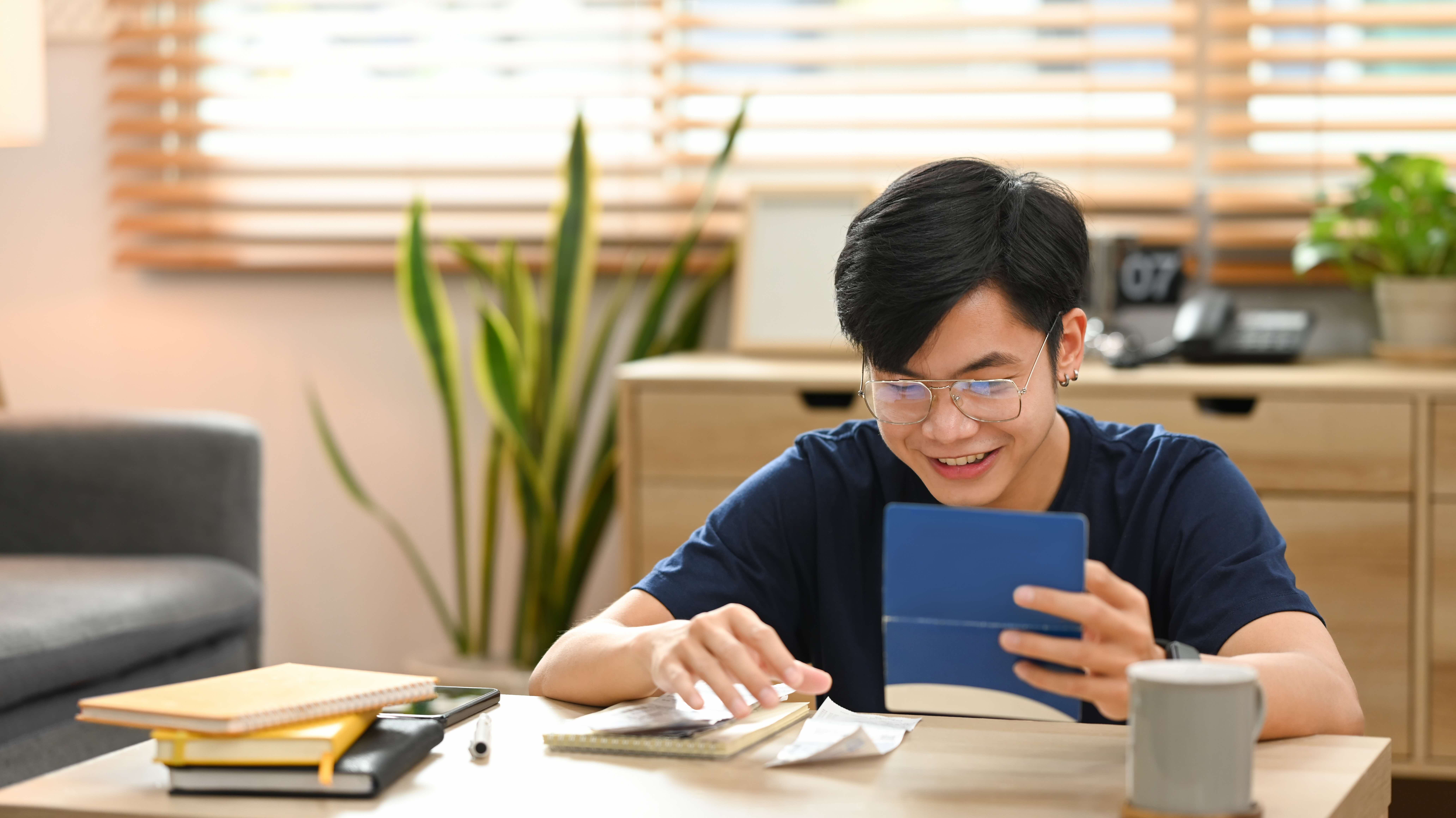 young man planning finances