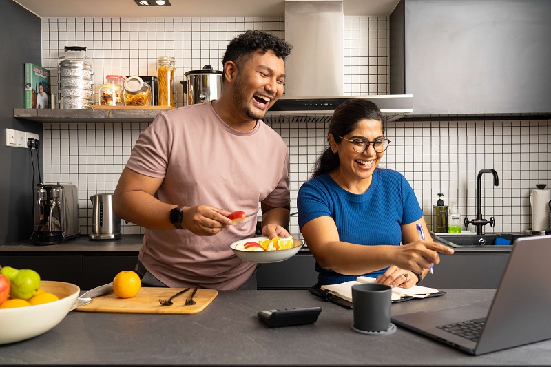 young couple spending time in the kitchen